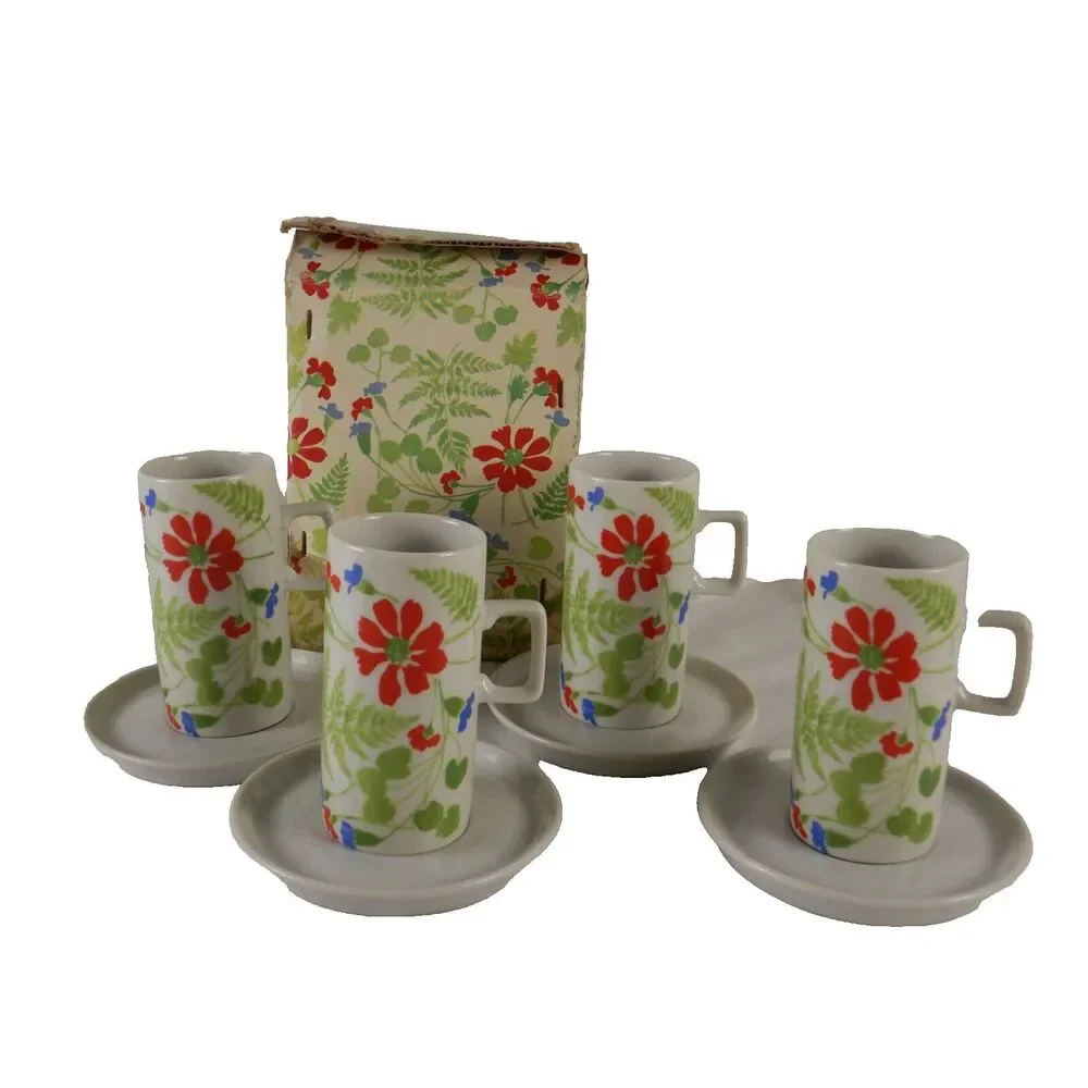 Famous Barr Coffee Mug Saucer Set Colorful Spring In Box Handled Cup Tea
